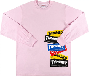 Supreme Thrasher Multi Logo Tee Light Pink